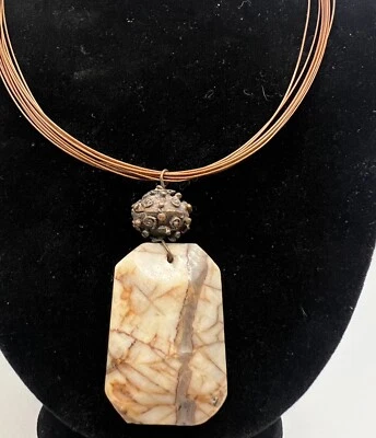 "Collar multihilo latón piedra cuarzo 14""" Foto 1 de 2