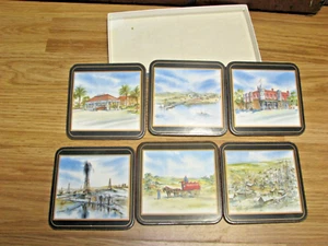 JUEGO DE 6 POSAVASOS PIMPINELA ESPALDA CORCHO HECHOS EN INGLATERRA VINTAGE - Imagen 1 de 10