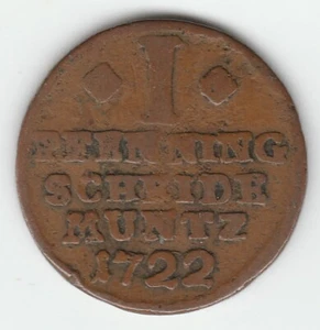 1722 German States Stolberg-Stolberg Pfennig Copper Rare - Picture 1 of 2