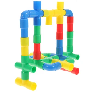 Pipe Blocks Kids Builder Multi Colored Plastic Toy Child Toddler - Picture 1 of 11