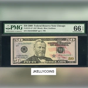 2009 $50 Federal Reserve Note Fr-2131-G* Chicago PMG66 Gem EPQ - Picture 1 of 2