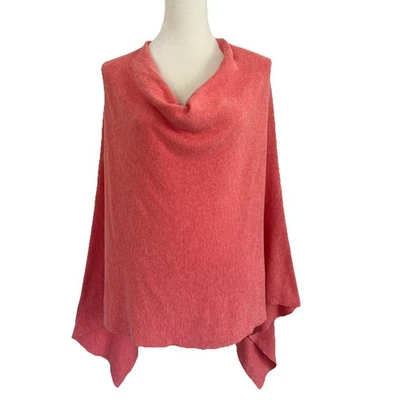 Poncho de algodón orgánico Eileen Fisher OS salmón/coral suéter envolvente Foto 1 de 4