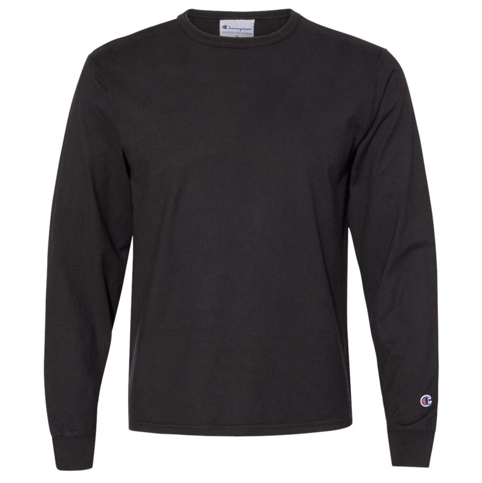 Nueva Camiseta Champion Unisex Teñida Manga Larga 100% Algodón Negra - 3XL Foto 1 de 1