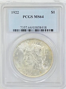 1922 Peace Silver Dollar MS64 PCGS - Picture 1 of 2