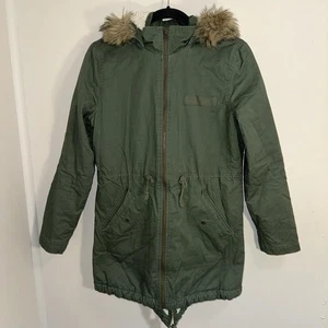 Gap Jacket Olive Green Sherpa Parka Coat Faux Fur Size XS - Picture 1 of 5