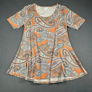 LuLaRoe Classic Tee Womens Small Orange Paisley Boho Comfortable Short Sleeve - Picture 1 of 12