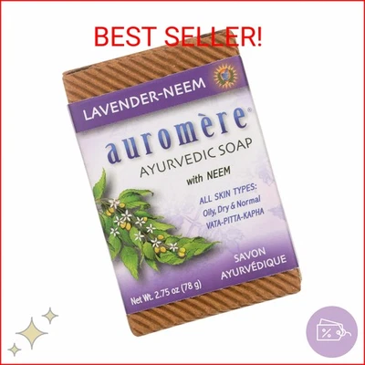 Auromere Ayurvedic Bar Soap, Lavender Neem - Eco Friendly, Handmade, Vegan, Crue - Image 1 of 2