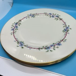 2 Lenox #S-314 "Belvidere" Dinner Plates 10 5/8" fine china floral ivory blue - Picture 1 of 5