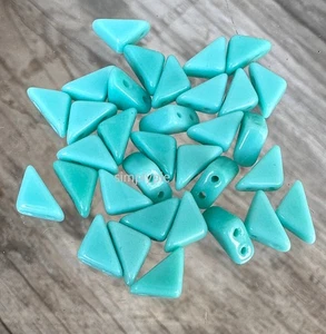 Türkis Tango Tschechische Glasperlen 25 Zweiloch Pyramide - Bild 1 von 7