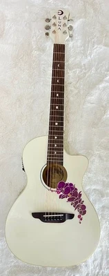 Luna Model FLO OR CWH Acoustic Electric Flora Orchid Classic White Guitar - Image 1 of 4