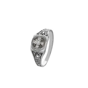 Sterling Silber 925 Orthodoxe Ring Silver 5 Zirkonia Weiß Heilige Mutter Gottes - Picture 1 of 6