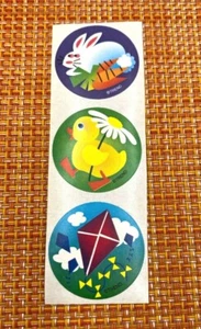 RARE VINTAGE TREND SCRATCH SNIFF OSTERN FRÜHLING DRACHEN ENTE BLUME AUFKLEBER SET O 3 - Bild 1 von 4