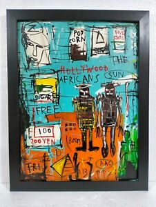 JEAN-MICHEL BASQUIAT ACRYLIC ON CANVAS DATED 1982 IN GOOD CONDITION WITH FRAME