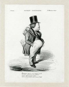 "Auguste-Mathieu PANSERON" Caricature originale entoilée BENJAMIN (ROUBAUD) 1840 - Imagen 1 de 1