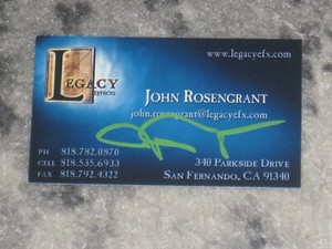 The Madalorian JOHN ROSENGRANT Signed Business Card BABY YODA AUTOGRAPH 