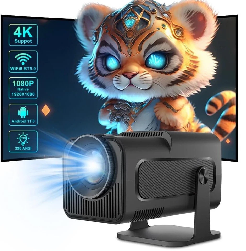 HIPPUS HY320 SMART 5G BEAMER Full HD 1080P 4K-SUPPORT Android WiFi 6 BT- SPEAKER - Bild 1 von 4