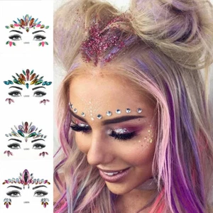 3D Sexy Face Jewels Tattoo Eyebrow Stickers Shiny Rhinestones Face Decoration - Picture 1 of 24
