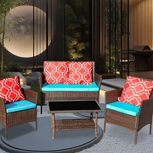 Four-Piece Sofa Set Table With Sofa Chair PE Rattan Outdoor Furniture HY4-001 Bo - Picture 1 of 8