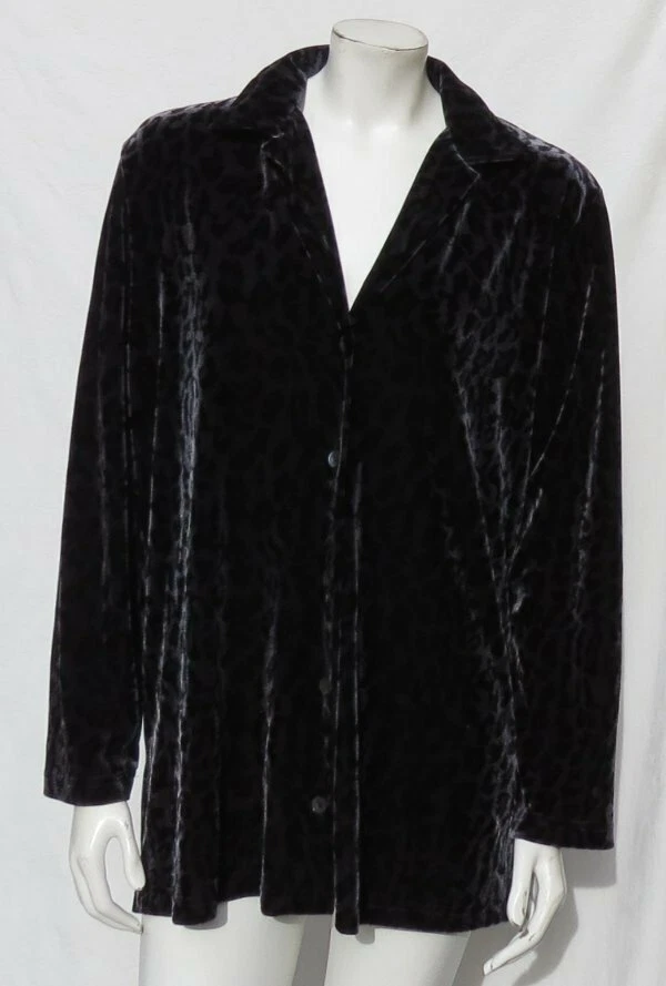 LO ÚLTIMO ALGODÓN por MARC WARE Gris Estampado Animal Elastizado Terciopelo Camisa Túnica Top EE. UU. L Foto 1 de 4