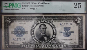 1923 $5 SILVER CERTIFICATE-FR.282 STAR Less than 50 EXIST! "PORTHOLE" NOTE - Picture 1 of 6