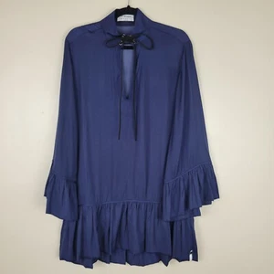 One Teaspoon S Blue Texan Rose Dress With Lace Up Collar - Picture 1 of 9