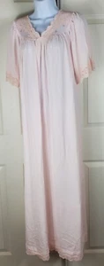 Damen Shadowline langes Nachthemd rosa Spitze Größe M Vintage Made in USA LESEN - Bild 1 von 10