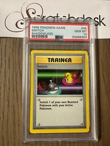 PSA 10 - Pokemon SWITCH 95/102 - SHADOWLESS BASE SET Trainer - GEM MINT - Picture 1 of 2