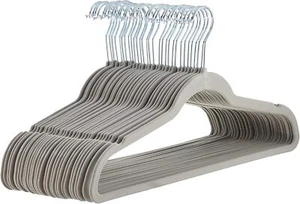 Amazon Basics Slim, Velvet, Non-Slip Suit Clothes Hangers, Gray/Silver - Pack of - Picture 1 of 3