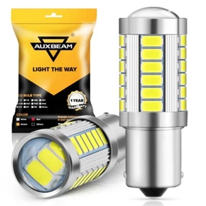 Pair AUXBEAM 1156 LED Reverse Backup Light Bulbs Super Bright White 6500K BA15s - Foto 1 di 12