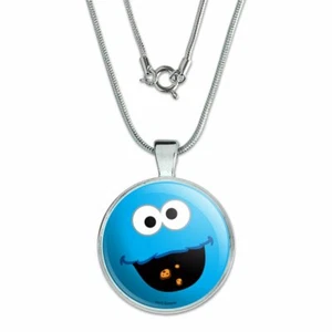 Colgante Cara Monstruo Galleta Plaza Sésamo 1" con Cadena Chapada en Plata de Ley - Imagen 1 de 4