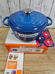 Le Creuset Cocotte 20cm 7-3/4" 2-3/4qt Marseille Blue Silver Knob Cast Iron - Picture 1 of 7