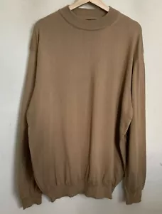 Bachrach Sweater Tan Knit Pullover Round Neck Long Sleeve Cotton Size XL NEW - Picture 1 of 8