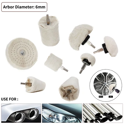 8Pcs Polishing Wheel Drill Pads Set Car Buffing Mop Attachment For Car Polisher - Image 1 of 4