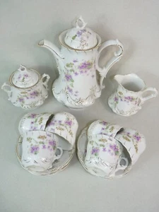 antikes Kaffee-Service C.T. Tielsch Altwasser Schlesien Jugendstil um 1890 alt - Bild 1 von 15