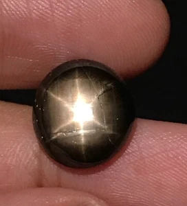 7.20cts Sharp Line 6 Rays Natural Black Star Sapphire Oval Cabochon Gemstone - Picture 1 of 3