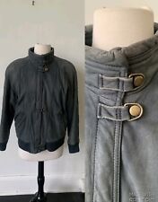 Vintage Leather Bomber Jacket 1980’s Blue Gray Leather Hipster Jacket Size Small