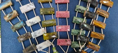 Briolette facetado con forma de baguette multi piedra natural 10x22 mm doble perladrado Foto 1 de 4