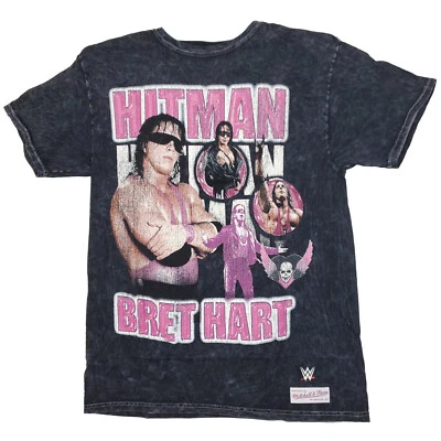 Camisa WWE Bret The Hitman Hart Mitchell & Ness Mediana Negra Lavada con Ácido Nueva con Etiquetas Foto 1 de 4