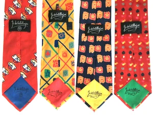NICE!  Lot of 4 JC De CASTELBAJAC Men's 100% Silk Ties, ITALY | Unique, Bright - Picture 1 of 8