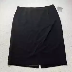 Kasper Women's 16 Pencil Skirt Black Slit Back Career Zipper Hook Eye Clasp - Picture 1 of 13