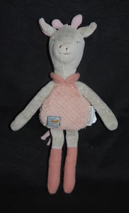 Doudou girafe MOULIN ROTY Sous mon baobab rose gris hochet grelot 30 cm Bibiscus - Picture 1 of 3