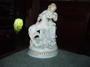 Vintage ANDREA VICTORIAN GIRL W/ DOG 15" Porcelain Statue Figurine Made In Japan - Picture 1 of 6