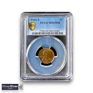 1942-S Lincoln centesimo di grano (*certificato MS65 RB da PCGS*) - Foto 1 di 4