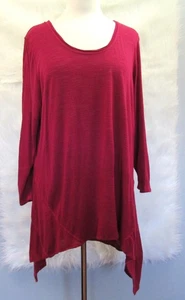 SPENSE Fuchsia Pink Plus Size 1X 3/4 Sleeve Asymetrical Hemline Tunic Top Sz 1X - Picture 1 of 7