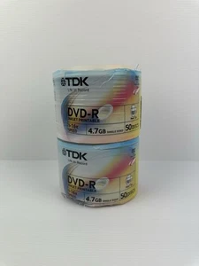TDK 16x DVD-R 4.7GB 50 Discs x2 Sealed Sealed One Case Damaged Free Postage - Photo 1/8