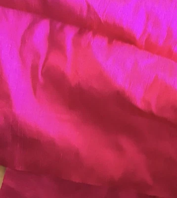 100% SILK DUPION VIBRANT CERISE HOT PINK REMNANT 137 CMS. X 25 CMS. FREEPOST! - Image 1 of 4