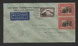 GERMANY 1929 U.S. GRAF ZEPPELIN COVER MIXED FRANKING GERMANY SCOTT #C37 & 4¢ U.S - Picture 1 of 2