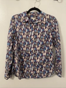 Talbots Top Damen XL lila blau Blätter Blumen Knopf Langarm Freizeit Karriere - Bild 1 von 17