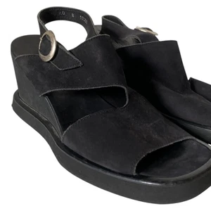 Arche Black Suede Open Toe Platform Wedge Sandals - Euro 40 / US 8 - Picture 1 of 8