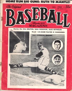 1953 Mickey Mantel auf Cover des Baseball-Magazins G-VG mit kostenlosem Versand - Bild 1 von 2